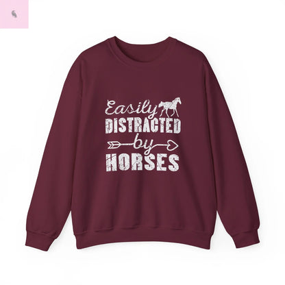 Horse Lover Crewneck Sweatshirt - Easily Distracted Design the flirty crow