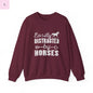 Horse Lover Crewneck Sweatshirt - Easily Distracted Design the flirty crow