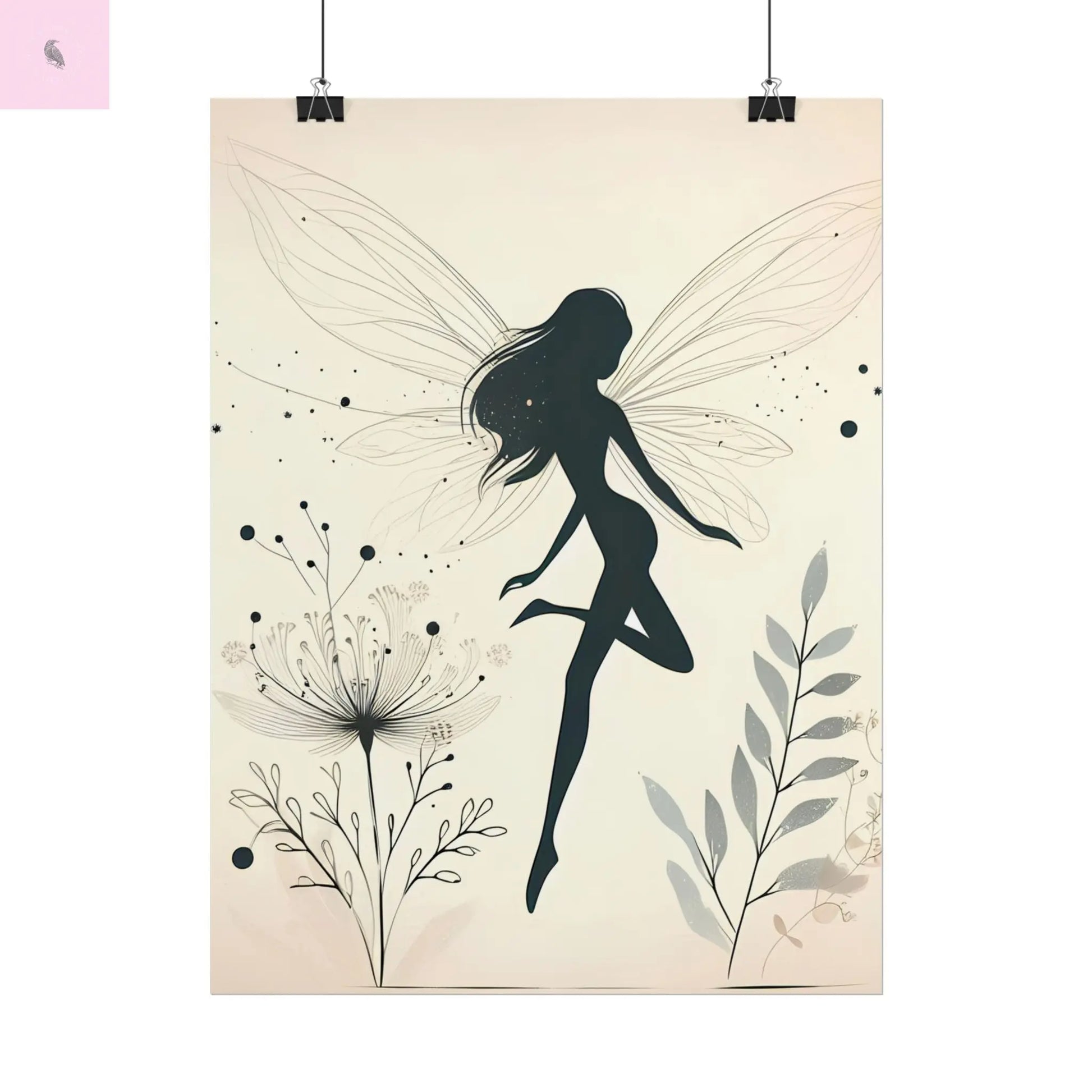 Elegant Fairy Silhouette Rolled Poster - Enchanting Wall Art for Home Decor The flirty crow