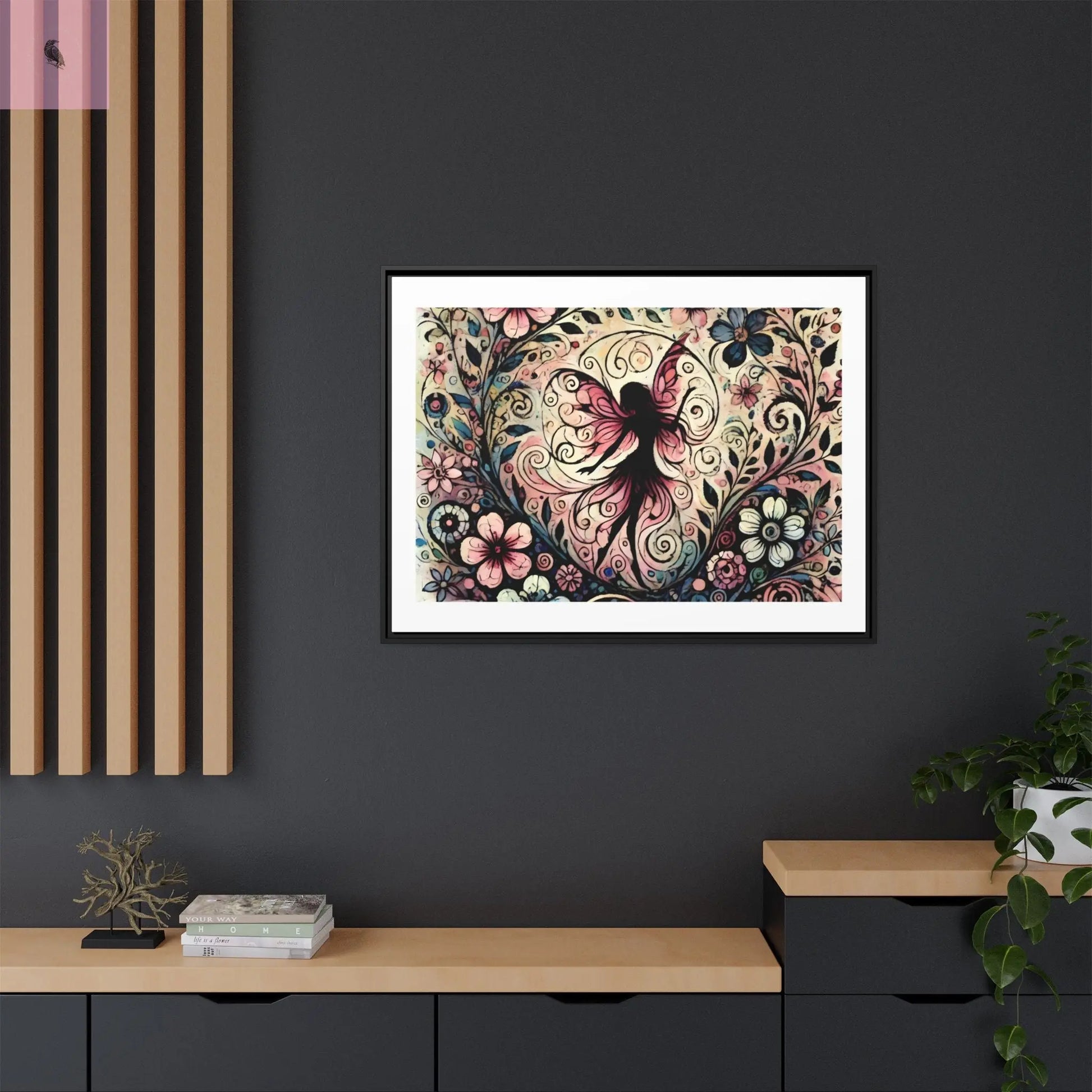 Framed Canvas Fairy art - The flirty crow