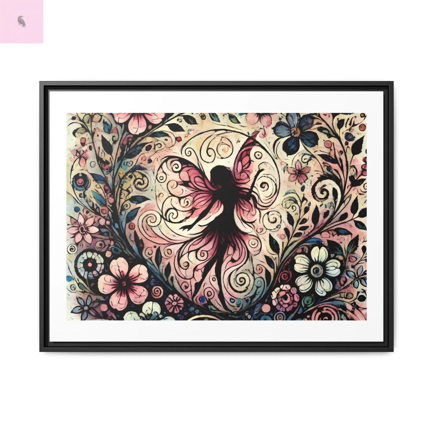 Framed Canvas Fairy art - The flirty crow