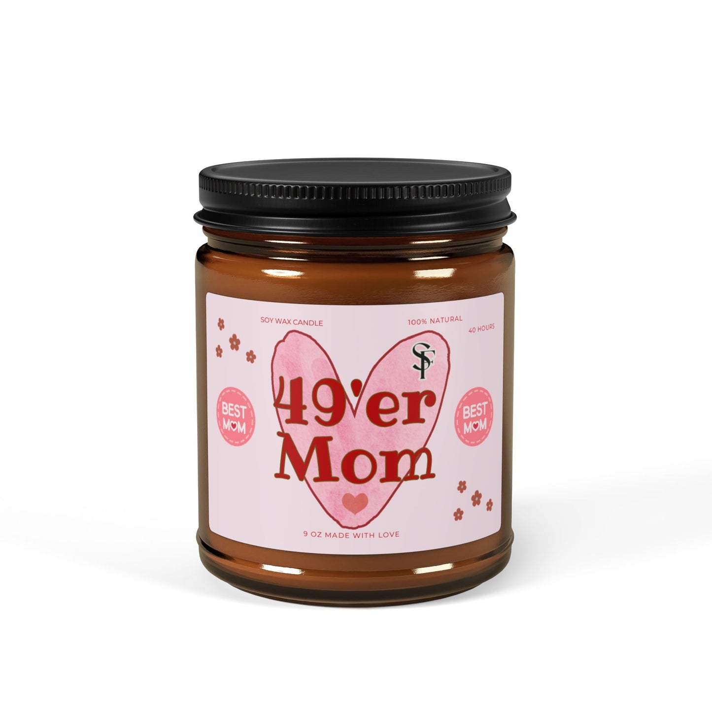 49er Football Mom Scented Soy Candle  9oz Amber Jar Home Fragrance