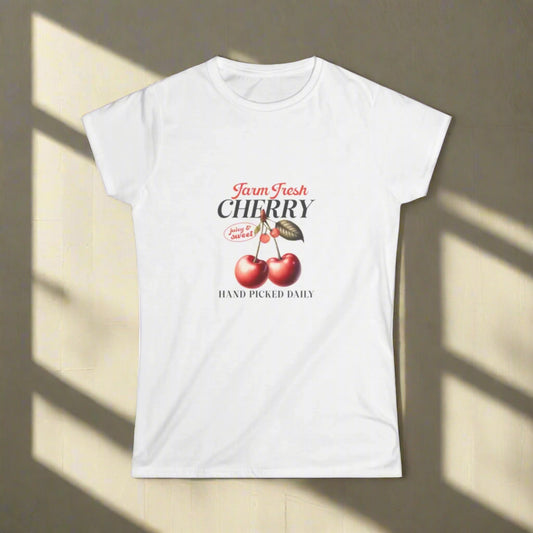 Women's Softstyle  high quality cotton cherry fitted Tee the flirty crow