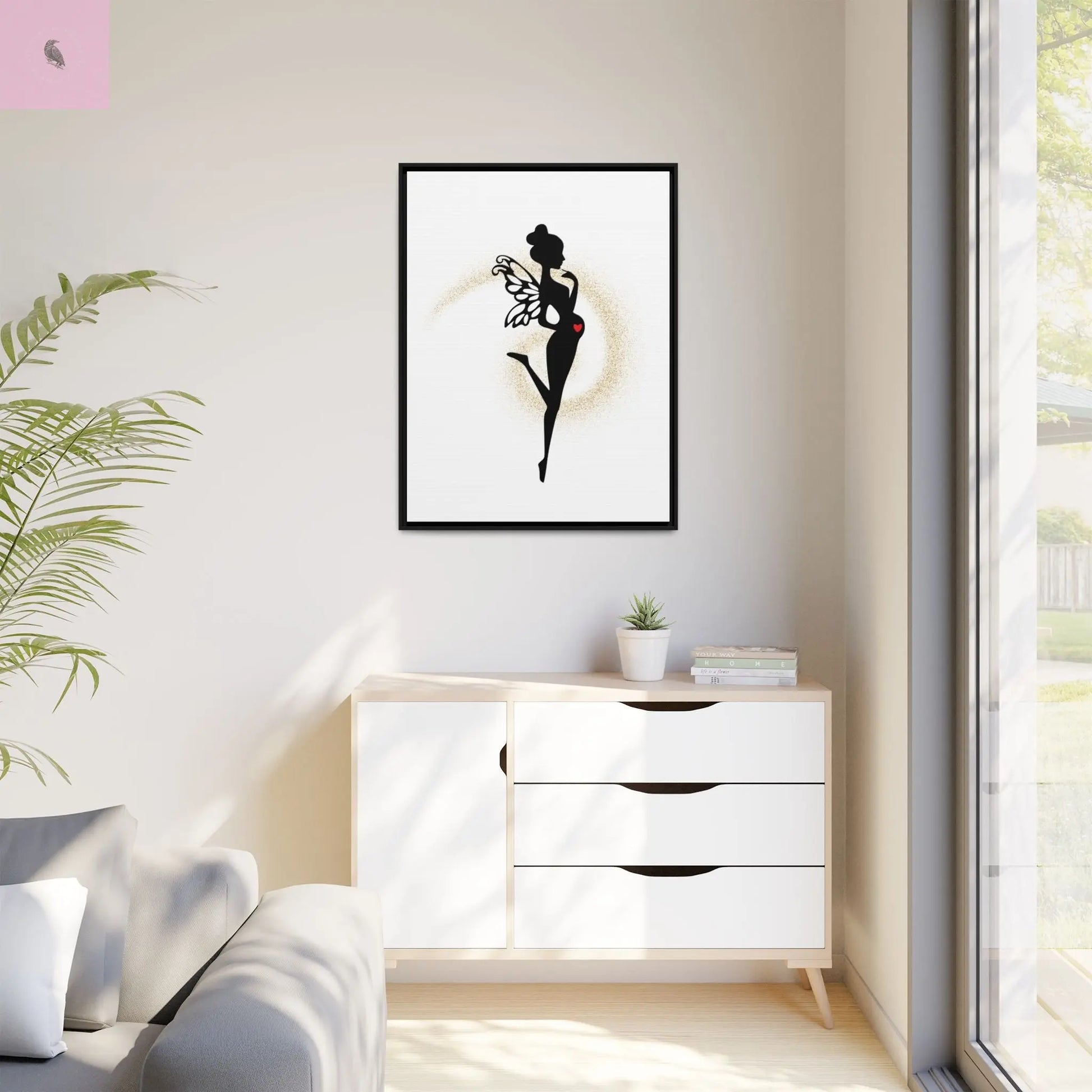Framed Fairy Art Print - Enchanting Decor for Expecting Mothers, Baby Shower Gift, Elegant Nursery Wall Art, Whimsical Home Accent The flirty crow
