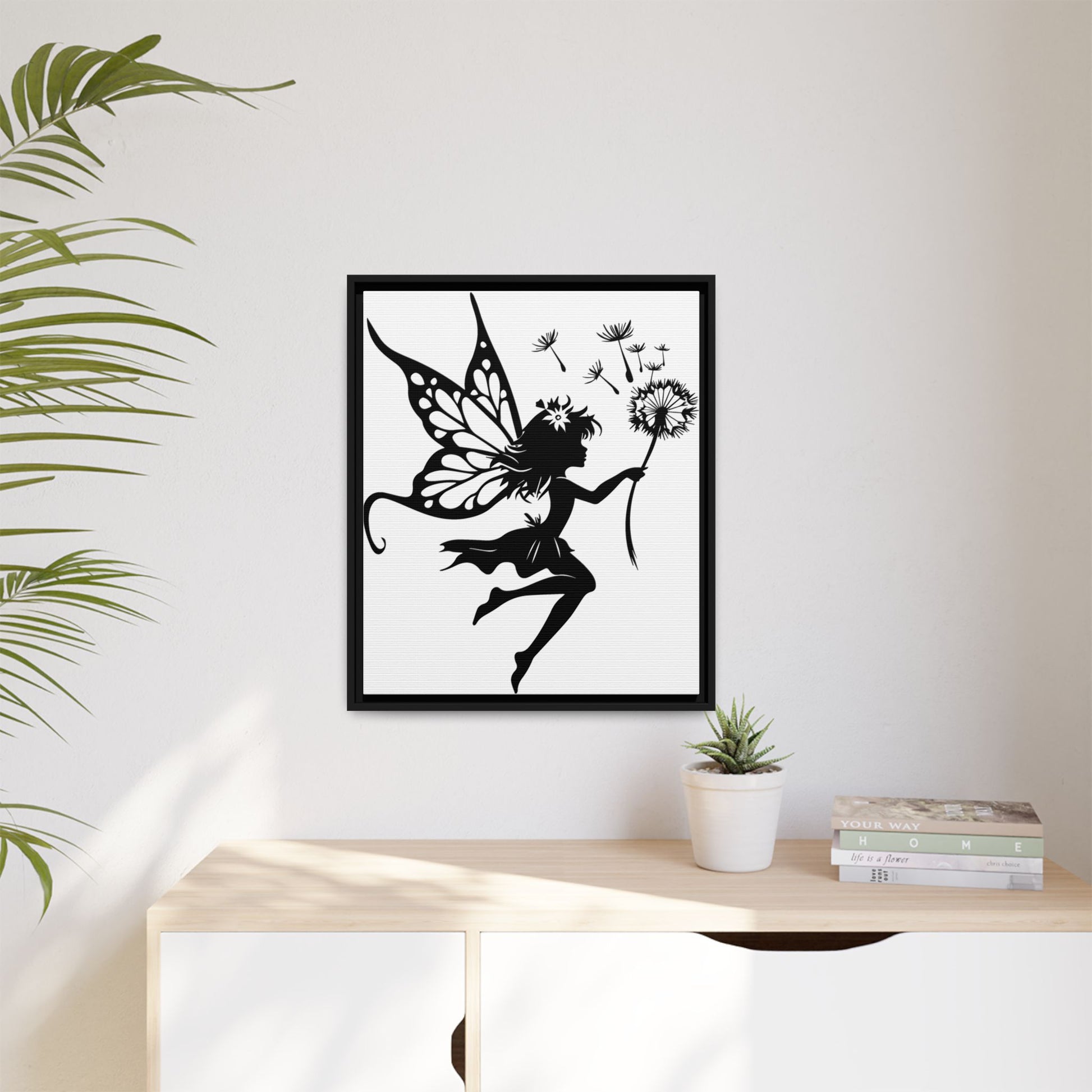 Framed Canvas Fairy Art, whimsical wall decor, nursery room art, gift for her - The flirty crow