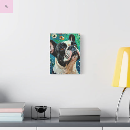 French Bulldog Canvas Art, Dog Lover Home Decor, Pet Portrait Wall Art, Floral Canvas Print, Gift for Dog Owners, French Bulldog gift Printify