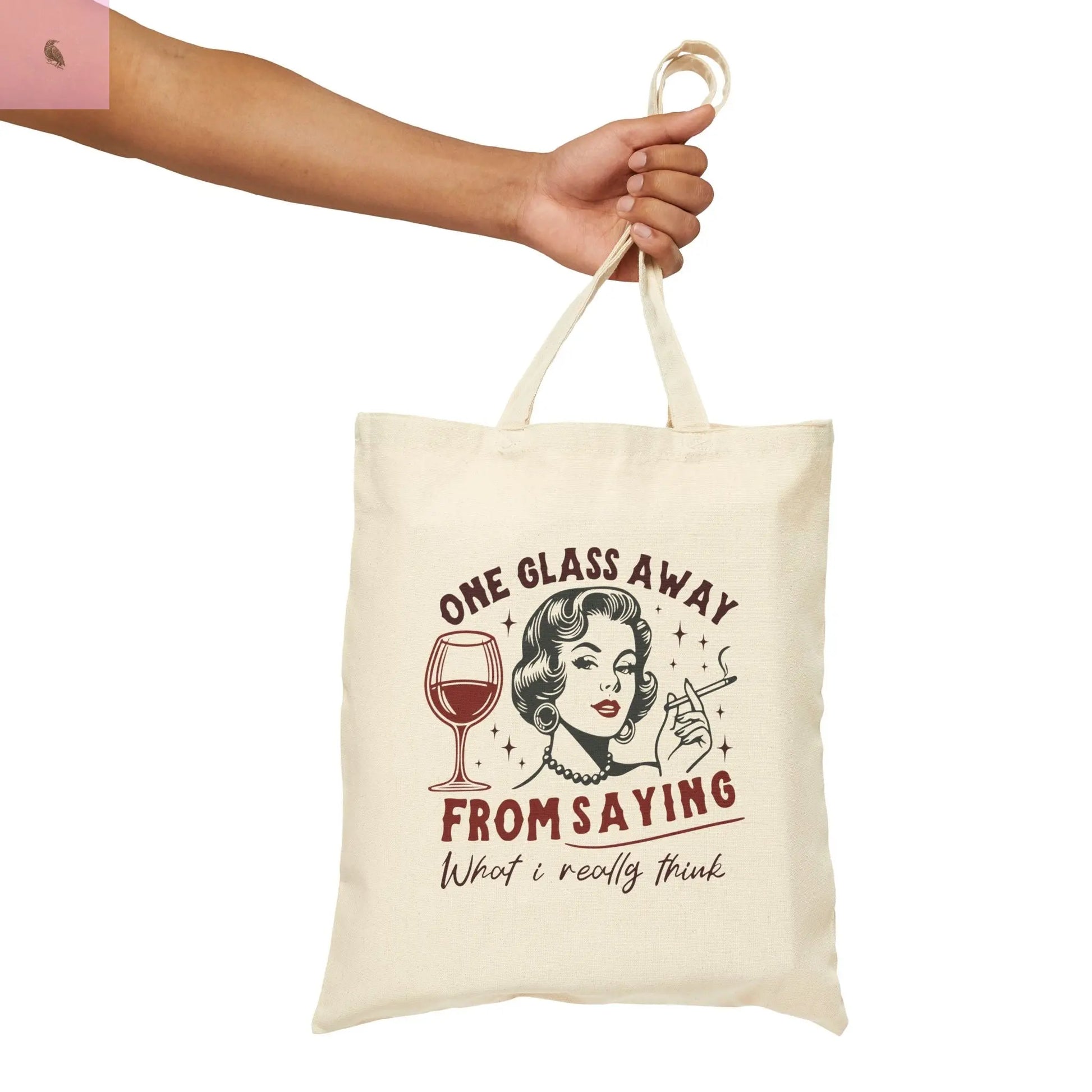 Fun wine Cotton Canvas Tote Bag. 15x16 the flirty crow