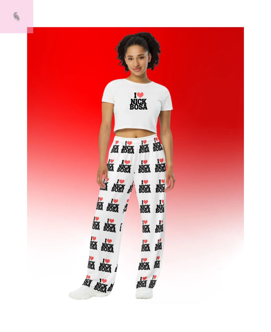 I love Nick Bosa All-over print unisex wide-leg lounge pants The flirty crow