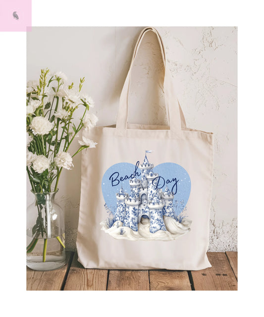 Beach Day Cotton Canvas Tote Bag, Eco-Friendly Shopping Bag, Vacation Bag, Summer Tote, Gift for Beach Lovers, Casual Everyday Use The flirty crow