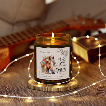 Horse lover glass candle