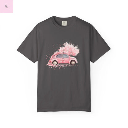 Vintage Car Floral T-Shirt, Unisex Tee, Casual Wear, Gift for Her, Spring Fashion, Boho Style, coquette design Printify