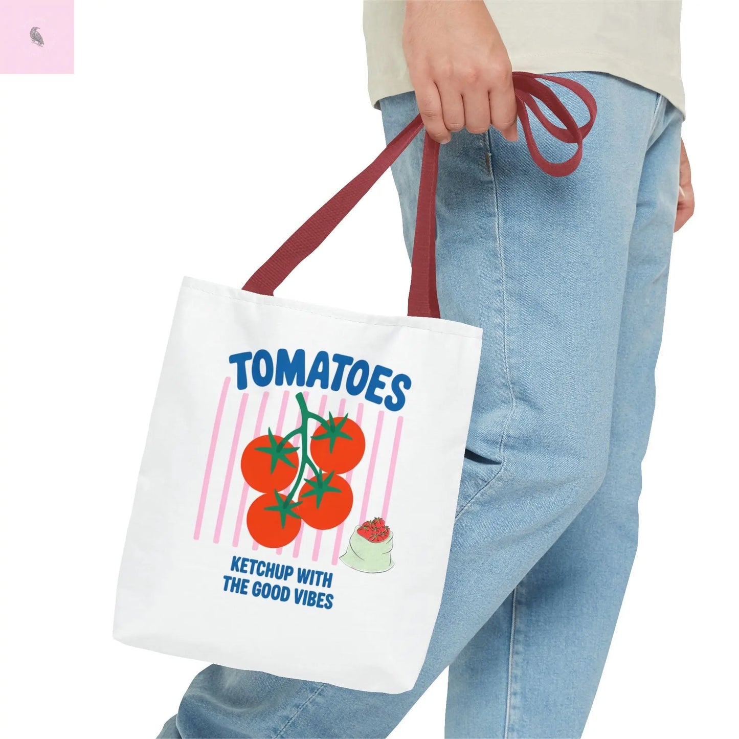 Tomato Vibes Tote Bag, Grocery tote,  Beach bag, travel tote,gift for gardener, veggie lover, Fun Gift for Foodies, Garden Lovers The flirty crow