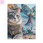 Mermaid Cat Canvas Art, Whimsical Cat Home Decor, Pet Lover Gift, Fantasy Wall Art, Ocean Room Decoration, Animal Lover Gift Cat lovers decor Printify
