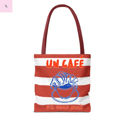 Café Tote Bag,  Coffee Lover's bag, Croissant lover, Gift for her, Grocery tote, farmers market , Traveler gift, Artisan Design The flirty crow