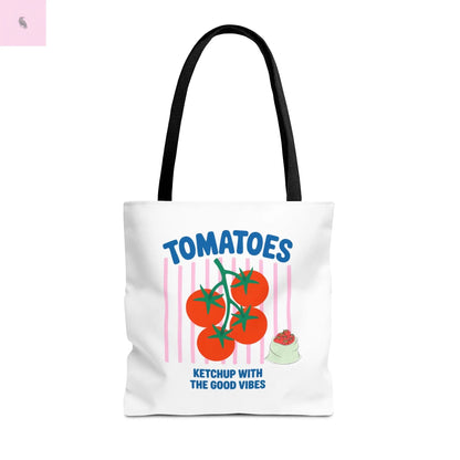 Tomato Vibes Tote Bag, Grocery tote,  Beach bag, travel tote,gift for gardener, veggie lover, Fun Gift for Foodies, Garden Lovers The flirty crow
