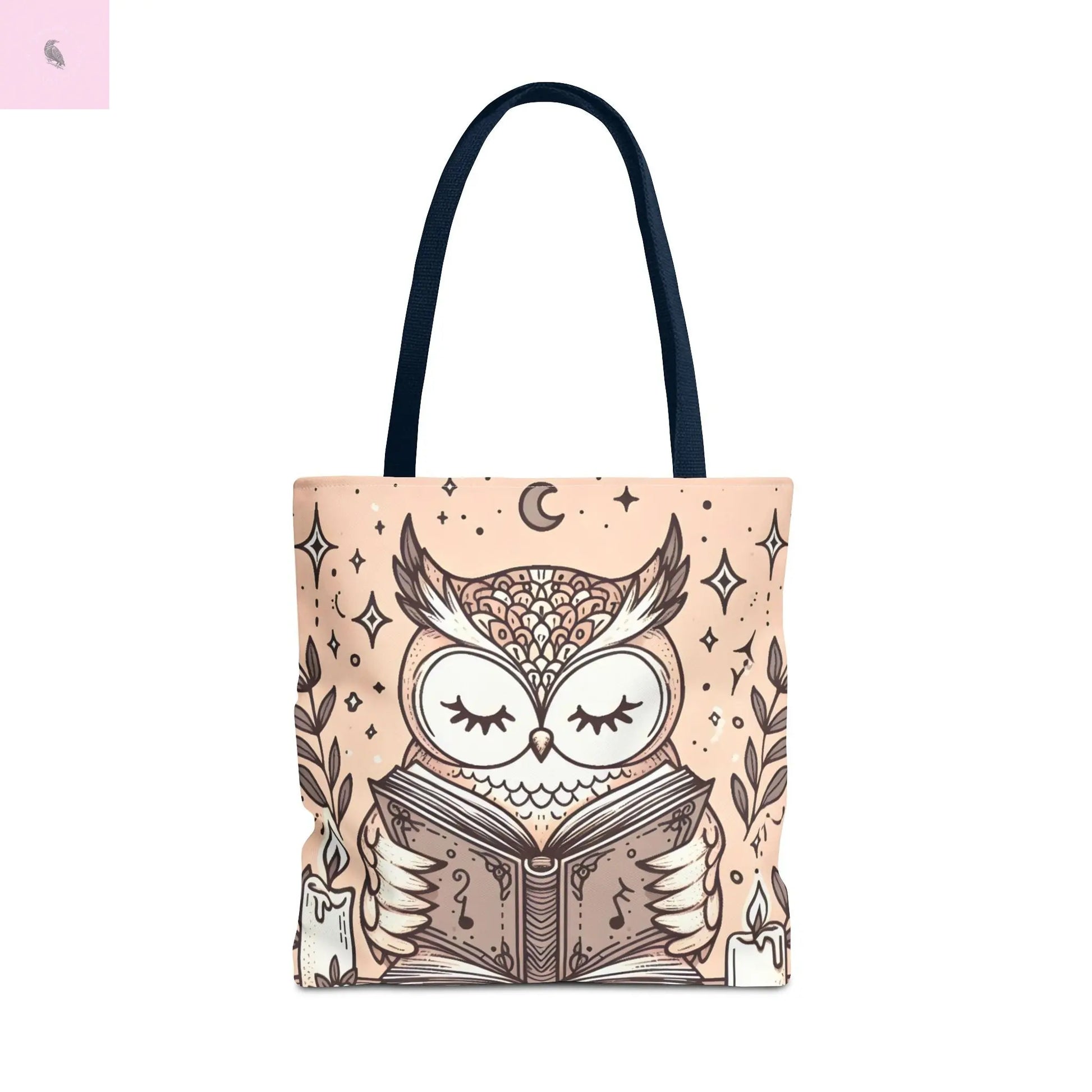 Reading lover  Owl Tote Bag, Cute Animal Tote, Book Lover Gift, AOP Shopping Bag, Owl Art Bag, Eco-Friendly Carryall, gift for reader The flirty crow
