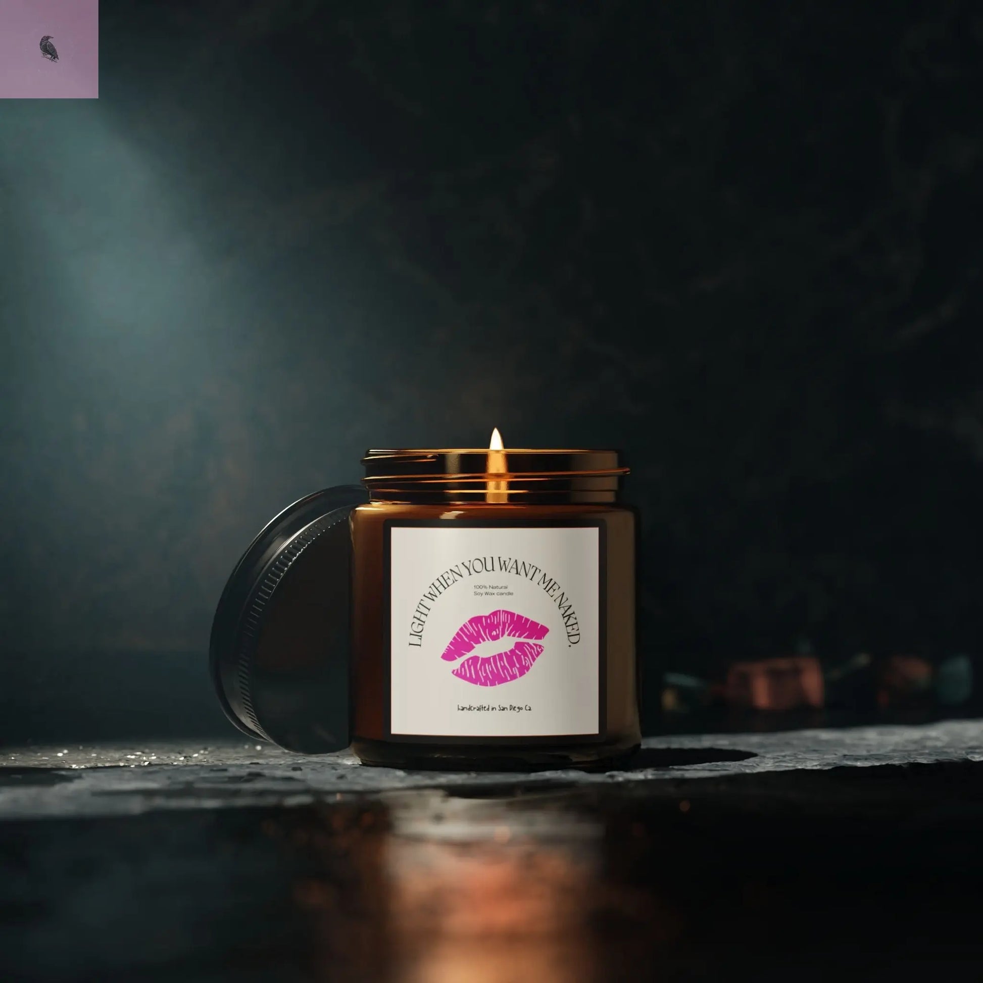 Light When You Want Me Naked Scented Soy Candle - Amber Jar The flirty crow