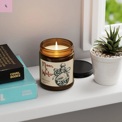 Moon Water Scented Soy Candle - Relaxing Aromatherapy in Amber Jar - Ideal for Home Décor and Gifts The flirty crow