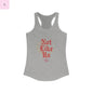 Not Like Us Racerback women's Tank, 49er fan gift, womens game day tank top, Gift for Sports Lovers, Niner fan Printify