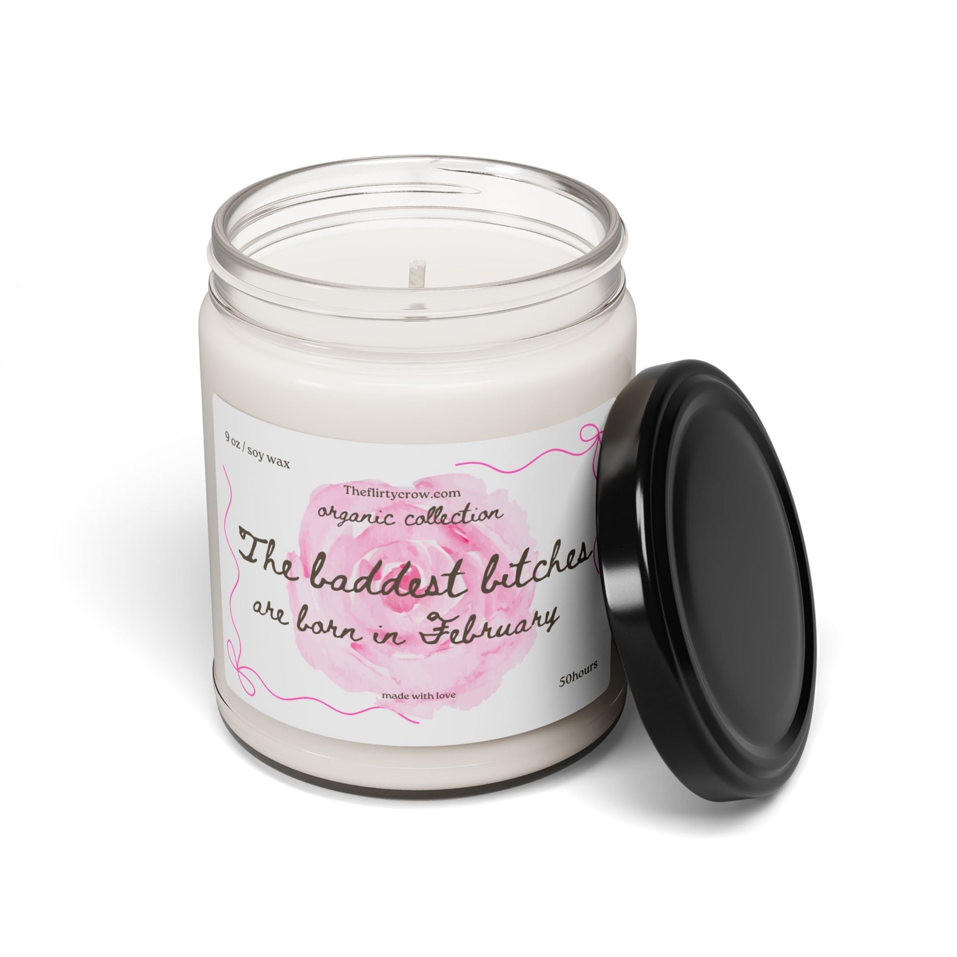 February birthday gift,  Soy Candle, gift for her, floral design,  home fragrance Printify