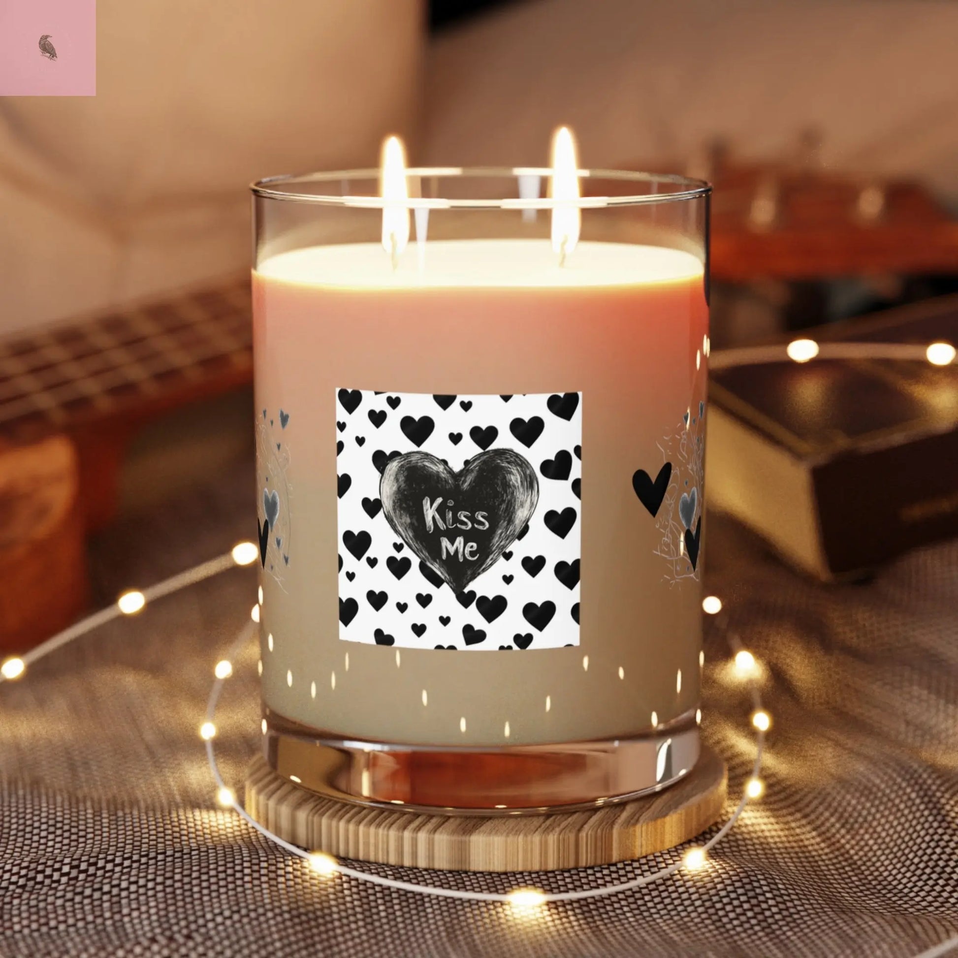 Valentines day scented glass 11 0z soy candle the flirty crow