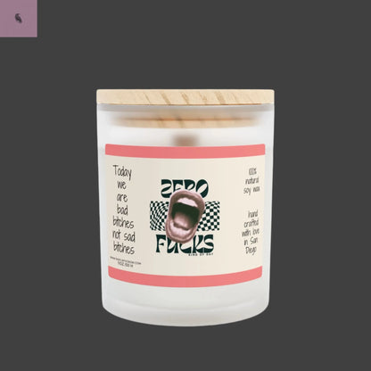 Zero Fucks Candle - 11oz Frosted Glass - Empowering Soy Wax Scented Candle for Bold Spirits The flirty crow