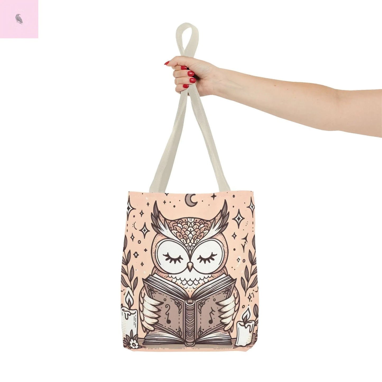 Reading lover  Owl Tote Bag, Cute Animal Tote, Book Lover Gift, AOP Shopping Bag, Owl Art Bag, Eco-Friendly Carryall, gift for reader The flirty crow