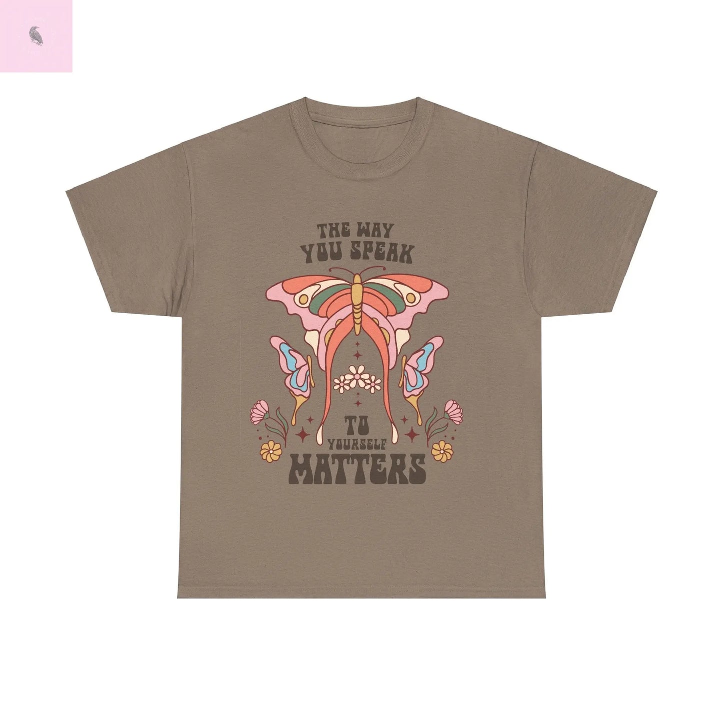 Retro Butterfly Tee, Positive Vibe, Cotton T-Shirt, Speak Kindly Shirt, Quality Vintage Top, Unisex Tee the flirty crow