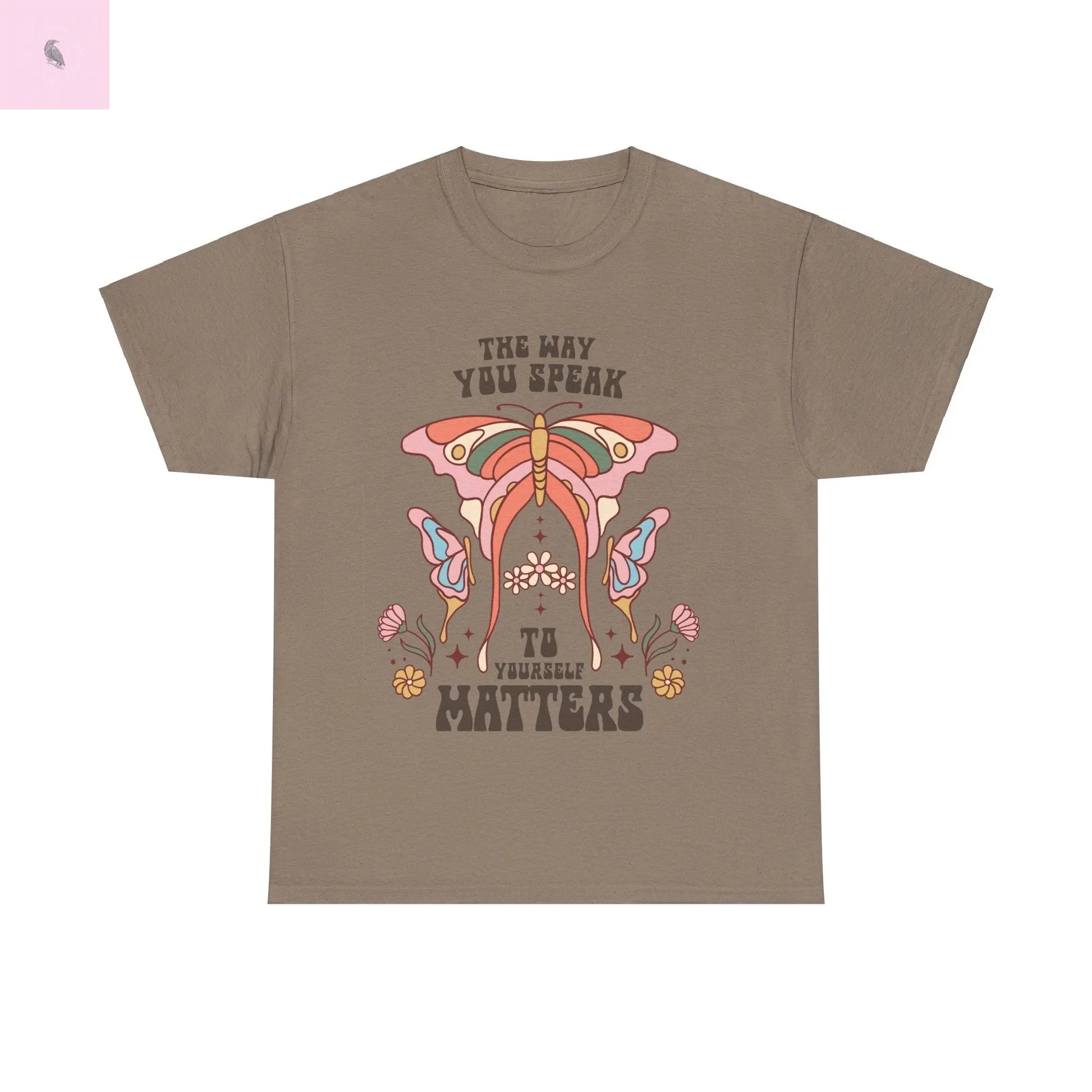 Retro Butterfly Tee, Positive Vibe, Cotton T-Shirt, Speak Kindly Shirt, Quality Vintage Top, Unisex Tee the flirty crow