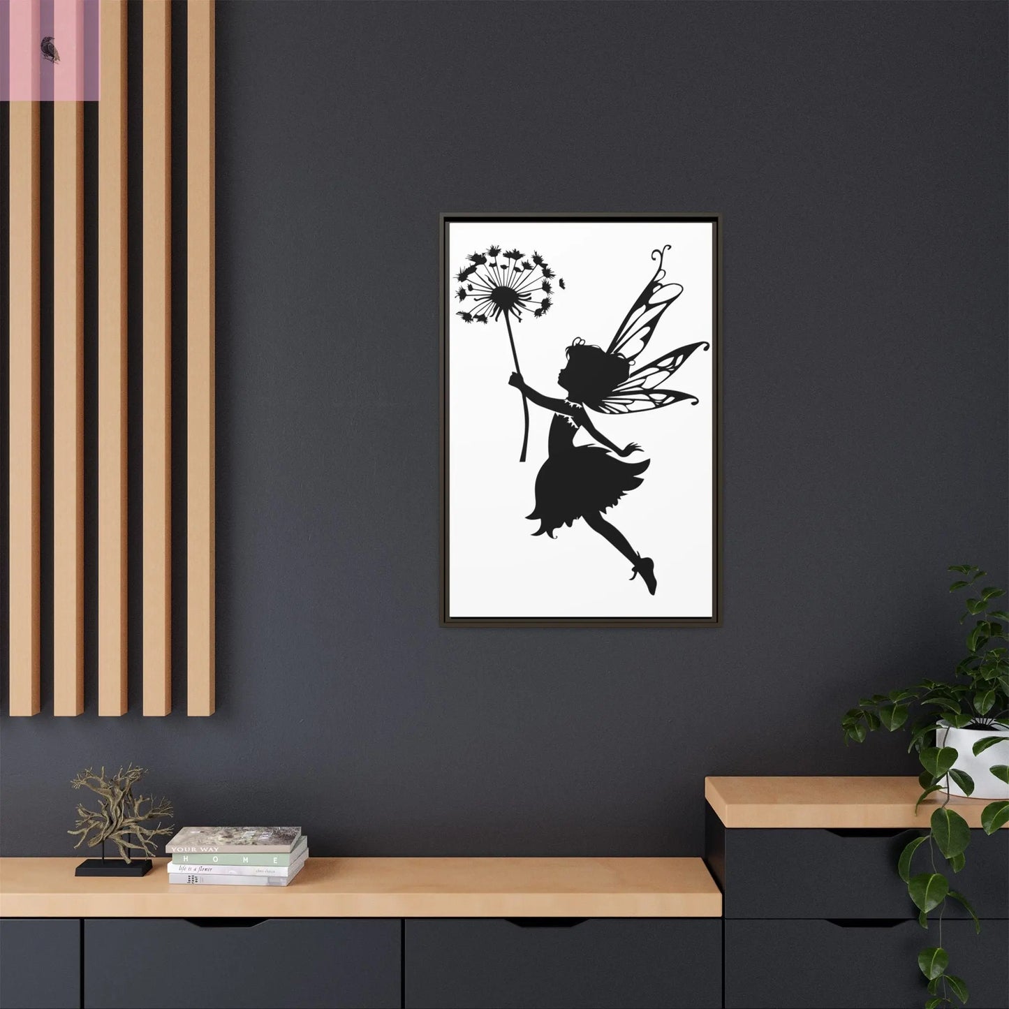 Framed canvas Fairy Silhouette Wall Art, Fairy lover Home Decor, Whimsical Framed Canvas, Fairy Gift, Kids Room Decoration, Nursery Art The flirty crow