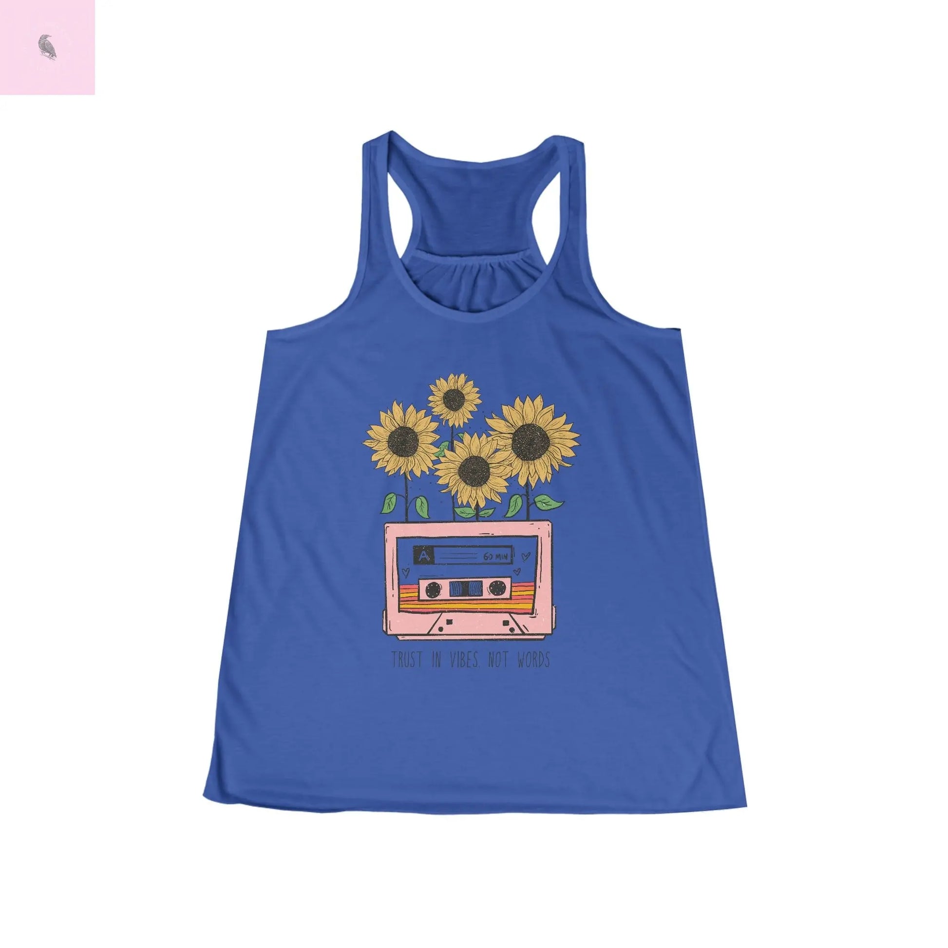 Women's cute sunflower Racerback Tank retro style sunflower women tank top the flirty crow