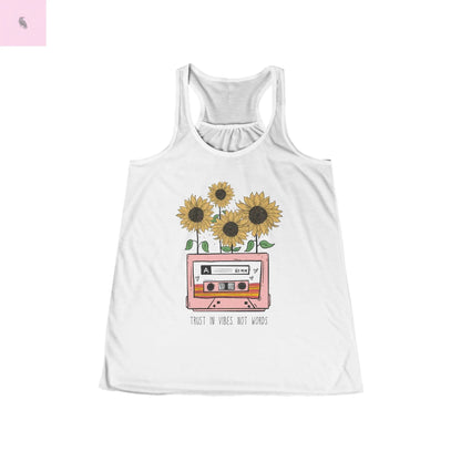 Women's cute sunflower Racerback Tank retro style sunflower women tank top the flirty crow