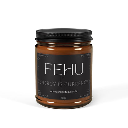 Fehu Candle, Energy is currency,Abundance Ritual Candle, Minimalist candle, Spiritual wealth Candle, Manifestation gift