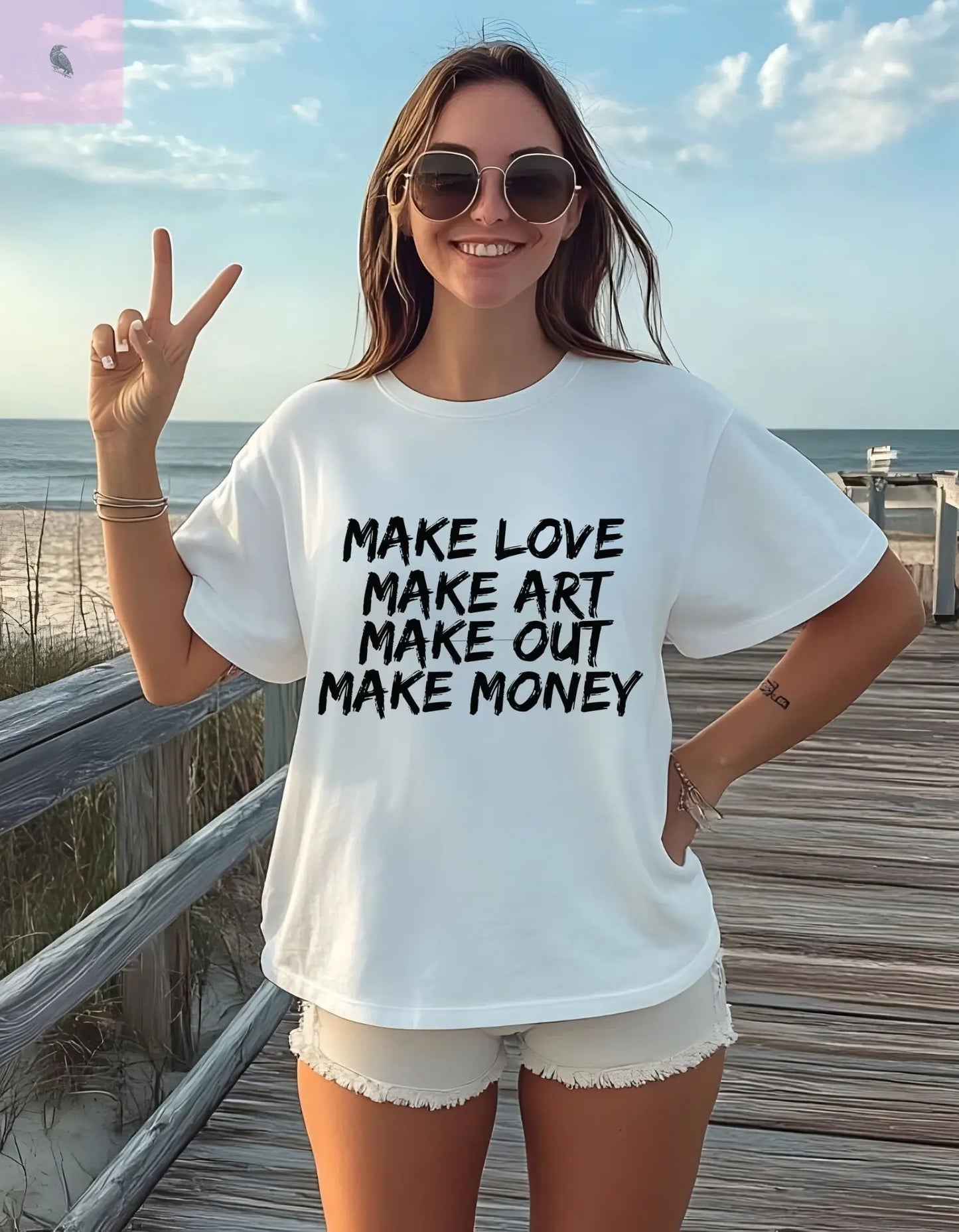 Champion T-Shirt - MAKE LOVE MAKE ART MAKE OUT MAKE MONEY the flirty crow