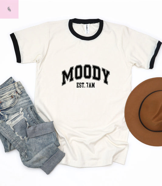 Moody Unisex Cotton Ringer T-Shirt - Fun Casual Wear for Every Mood The flirty crow
