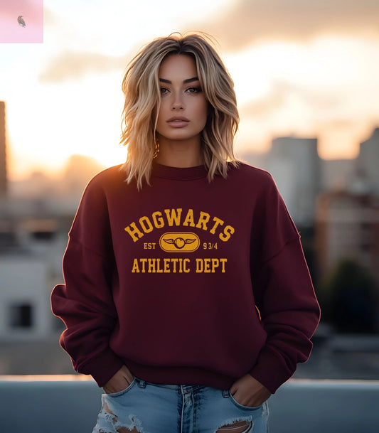 Hogwarts Harry Potter Maroon Sweatshirt - Unisex Crewneck sweatshirt for Fans, Gifts, Warmth - Gilden Quality athletic the flirty crow