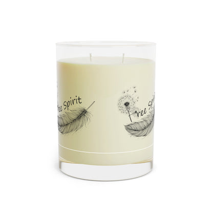 Free Spirit Scented Candle 11o z Glass Jar, Relaxing Dandelion & Feather Aroma