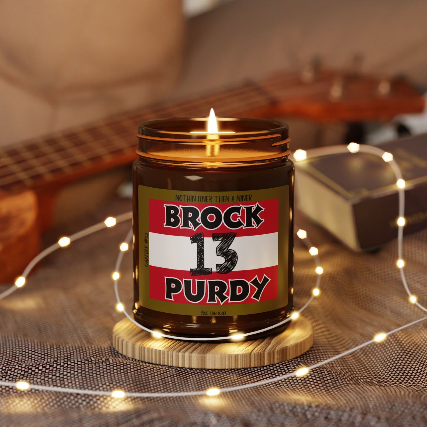 Personalized SanFrancisco 49ers  football Candle Scented Soy Candle  Amber Jar
