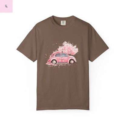 Vintage Car Floral T-Shirt, Unisex Tee, Casual Wear, Gift for Her, Spring Fashion, Boho Style, coquette design Printify