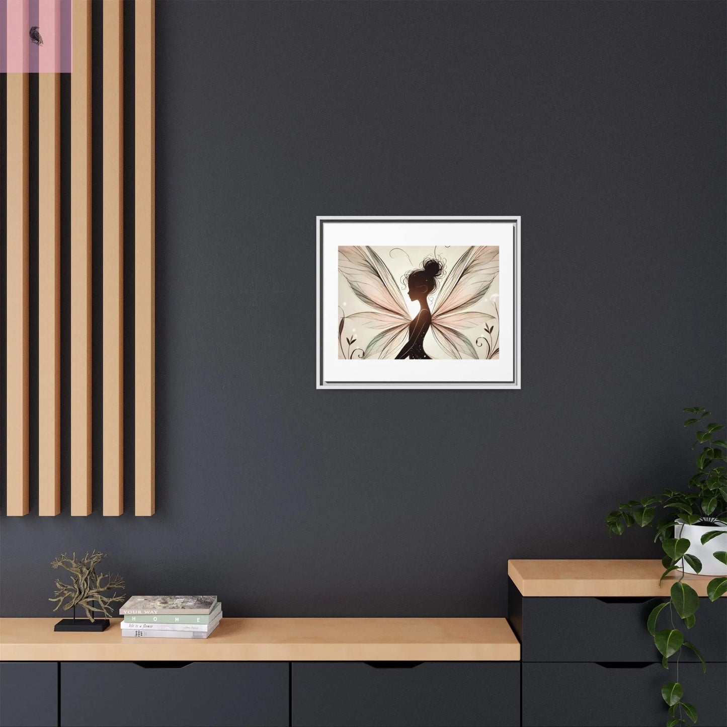 Framed Canvas Fairy wall art - The flirty crow