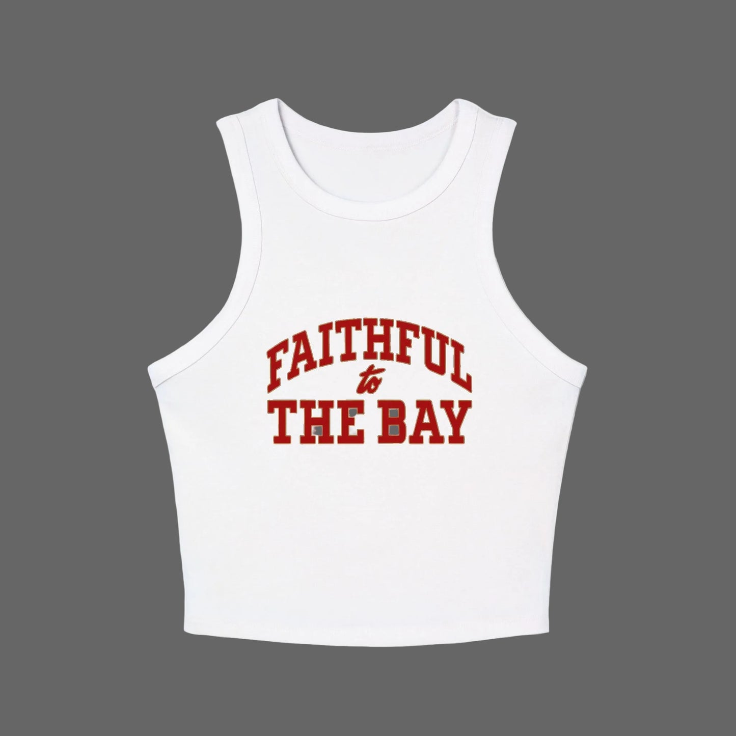 Faithful to the Bay Women’s Micro Tank Top, Casual Summer Top, Sportswear, Gift for Sports Fans, 49er fan gift