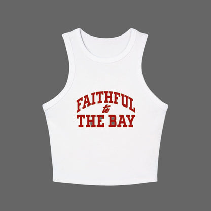 Faithful to the Bay Women’s Micro Tank Top, Casual Summer Top, Sportswear, Gift for Sports Fans, 49er fan gift