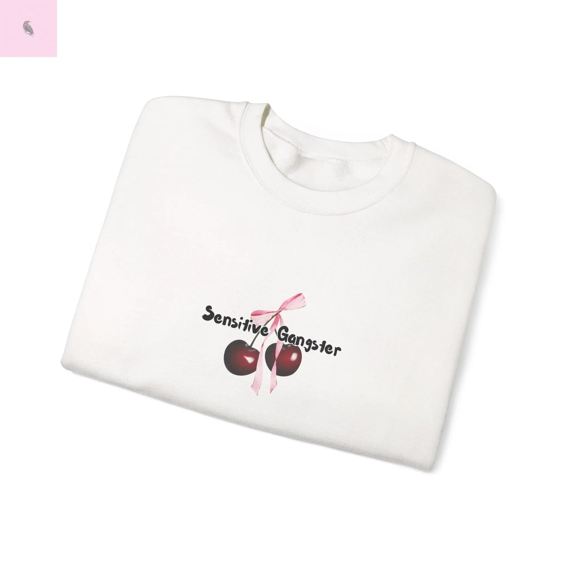 Sensitive Gangster Sweatshirt, Coquette cherries crewneck, Cozy Unisex sweatshirt, Gift for Friends, Casual Wear, Comfortable Fashion, The flirty crow