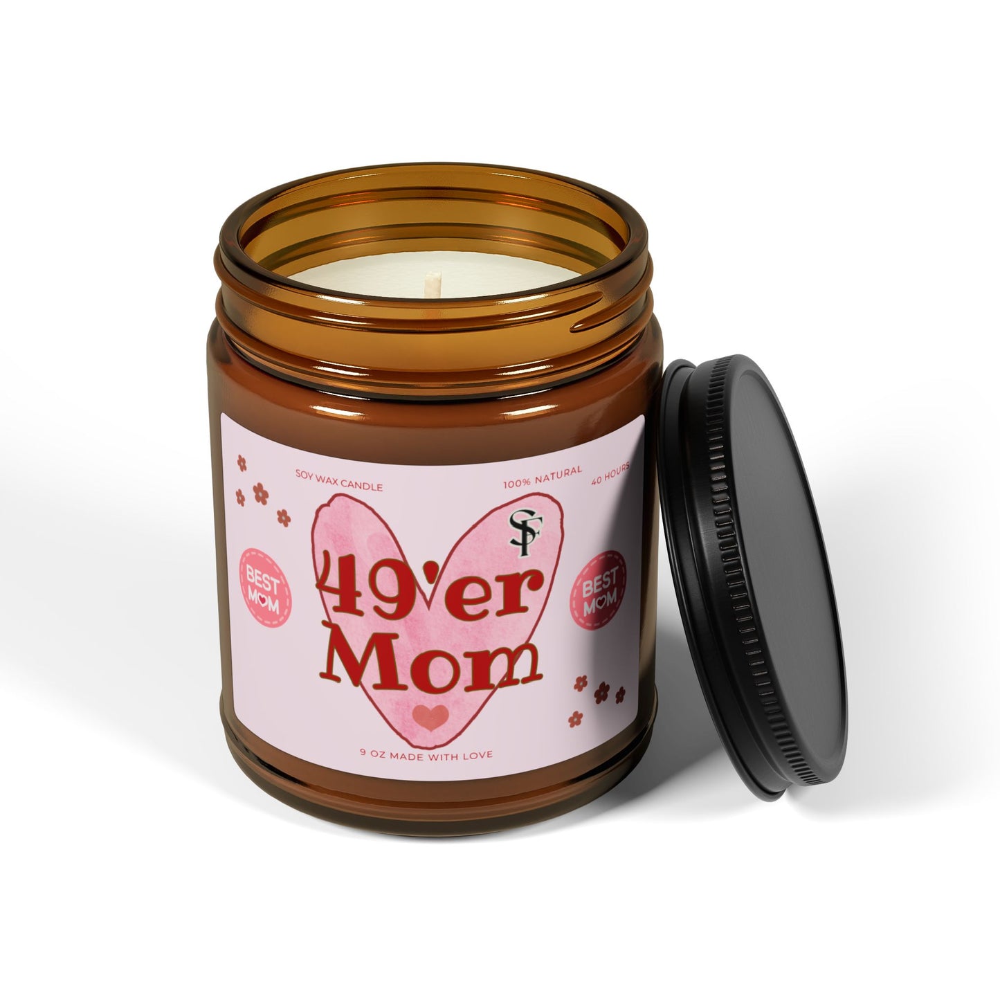 49er Football Mom Scented Soy Candle  9oz Amber Jar Home Fragrance