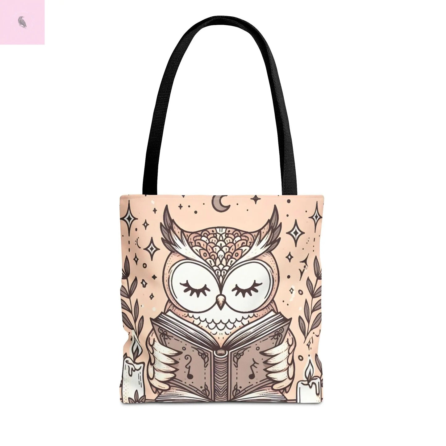 Reading lover  Owl Tote Bag, Cute Animal Tote, Book Lover Gift, AOP Shopping Bag, Owl Art Bag, Eco-Friendly Carryall, gift for reader The flirty crow