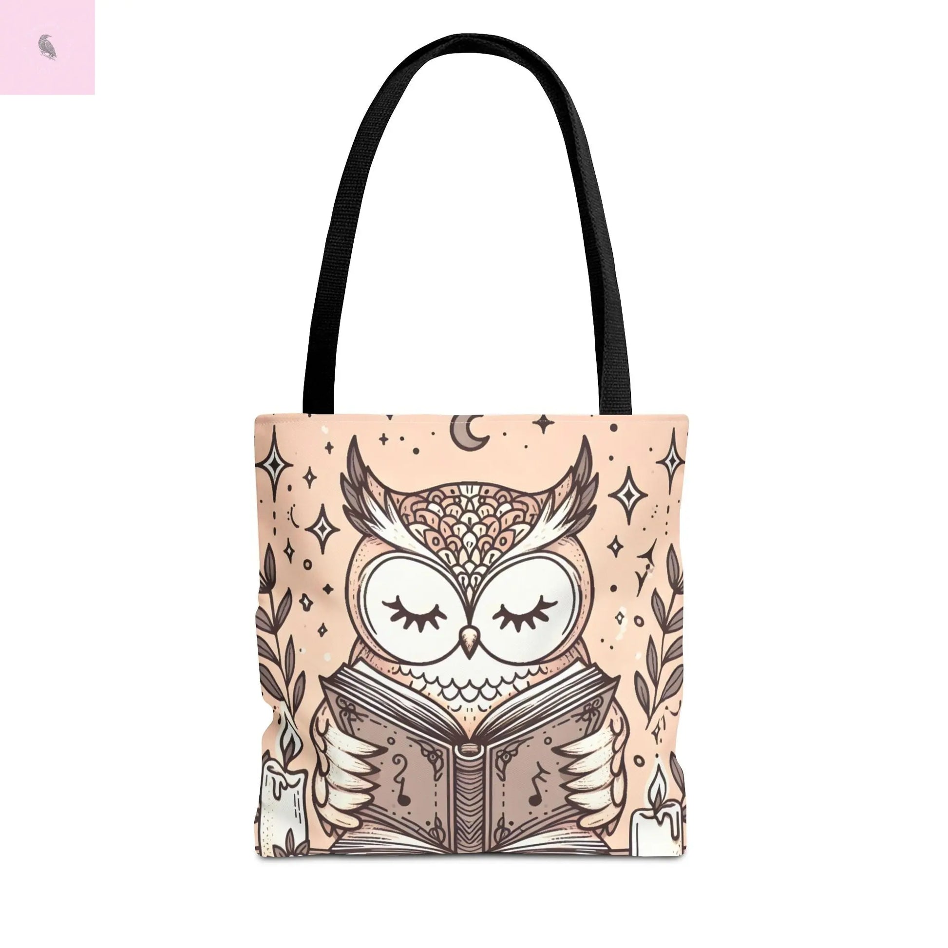 Reading lover  Owl Tote Bag, Cute Animal Tote, Book Lover Gift, AOP Shopping Bag, Owl Art Bag, Eco-Friendly Carryall, gift for reader The flirty crow