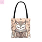 Reading lover  Owl Tote Bag, Cute Animal Tote, Book Lover Gift, AOP Shopping Bag, Owl Art Bag, Eco-Friendly Carryall, gift for reader The flirty crow