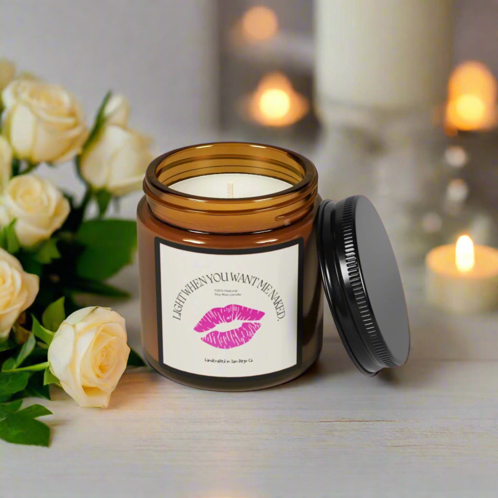 Light When You Want Me Naked Scented Soy Candle - Amber Jar The flirty crow