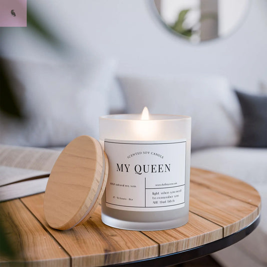 Queen of everything Frosted Glass Candle the flirty crow