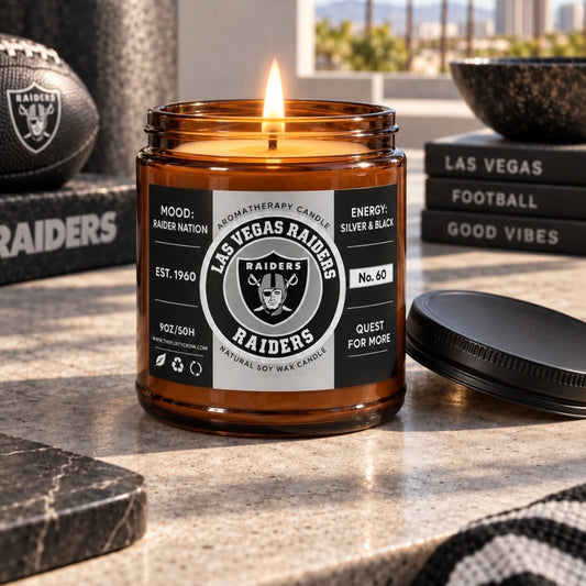 Las Vegas Raiders Candle, Raider Nation Football Candle. The flirty crow